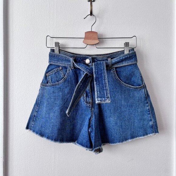 Maje Idenim High Rise Denim Short w/ Belt - Picture 4 of 10